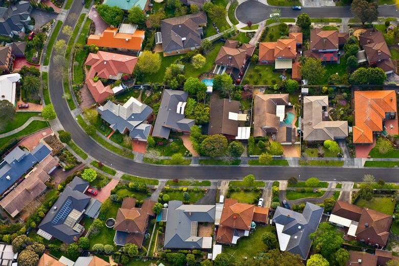 aerial view of a neighborhood